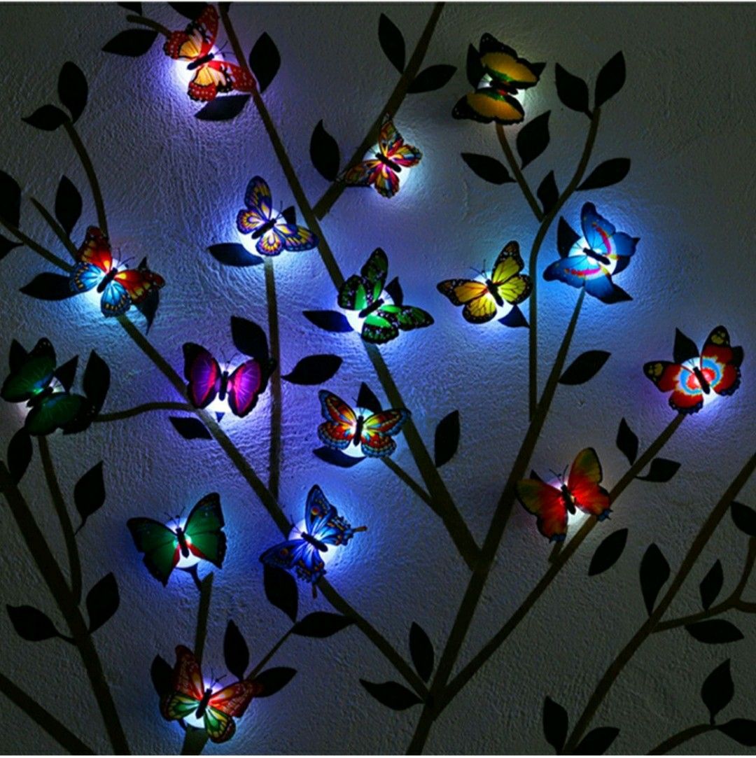 12 packs LED Flashing Lamp Butterflies Night Light Butterfly Decoration
