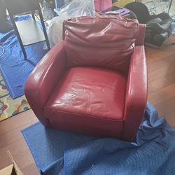 Small Leather Red Club Chair  Thumbnail