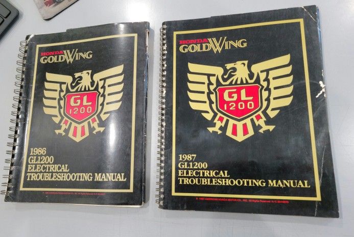 1986 and 1987 Honda Goldwing GL1200
Electrical Troubleshooting Wiring Diagram and Diagnostic Manual.