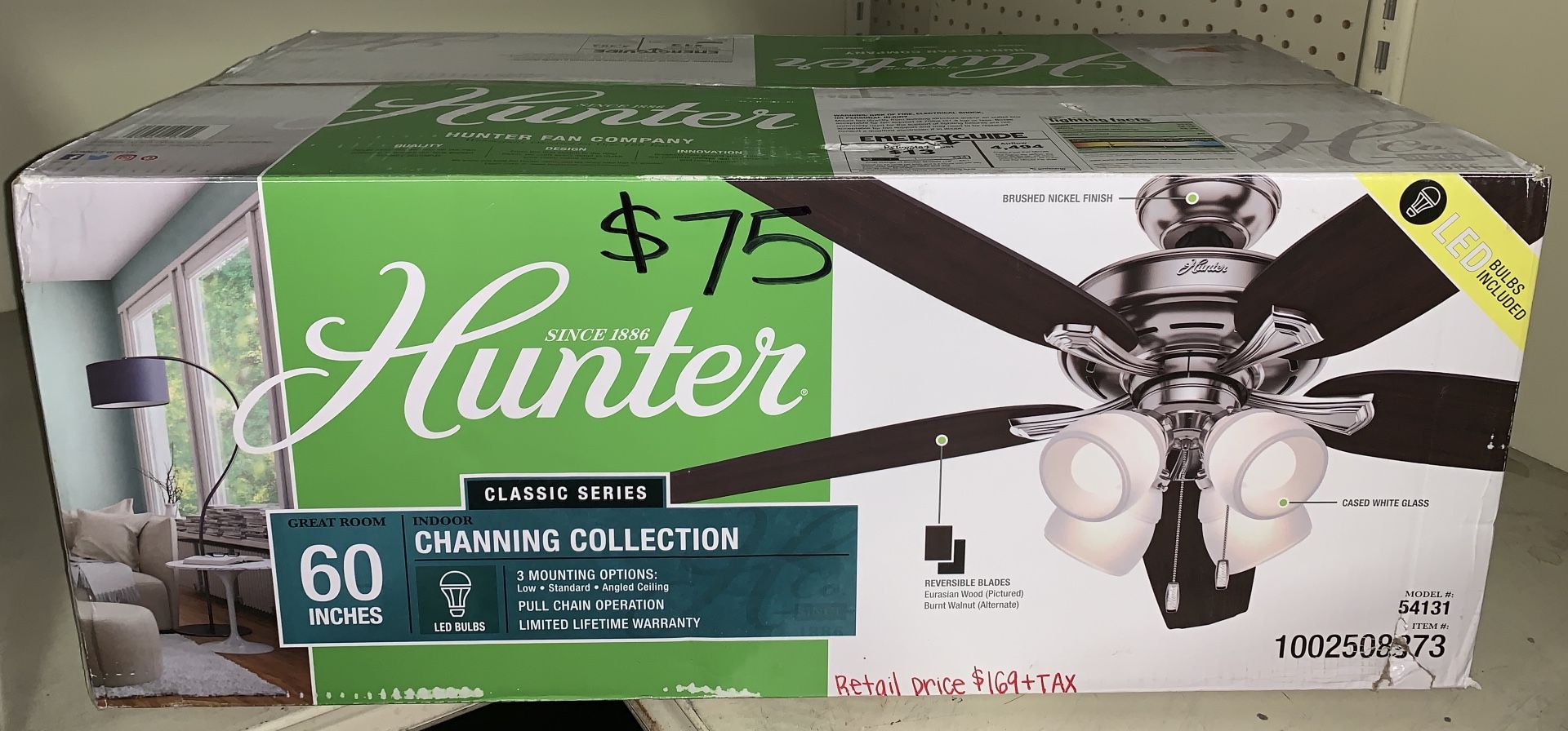 Hunter Channing 60 In Indoor Brushed Nickel Ceiling Fan With Light Kit