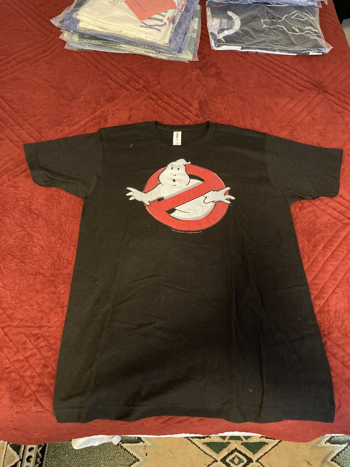 Brand New Ghost Busters Movie Logo On Front Black Tee Shirt Size Medium