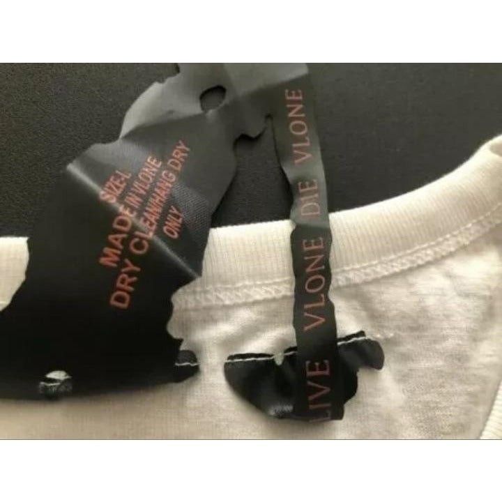 Vlone White And Yellow Logo Hoodie L
