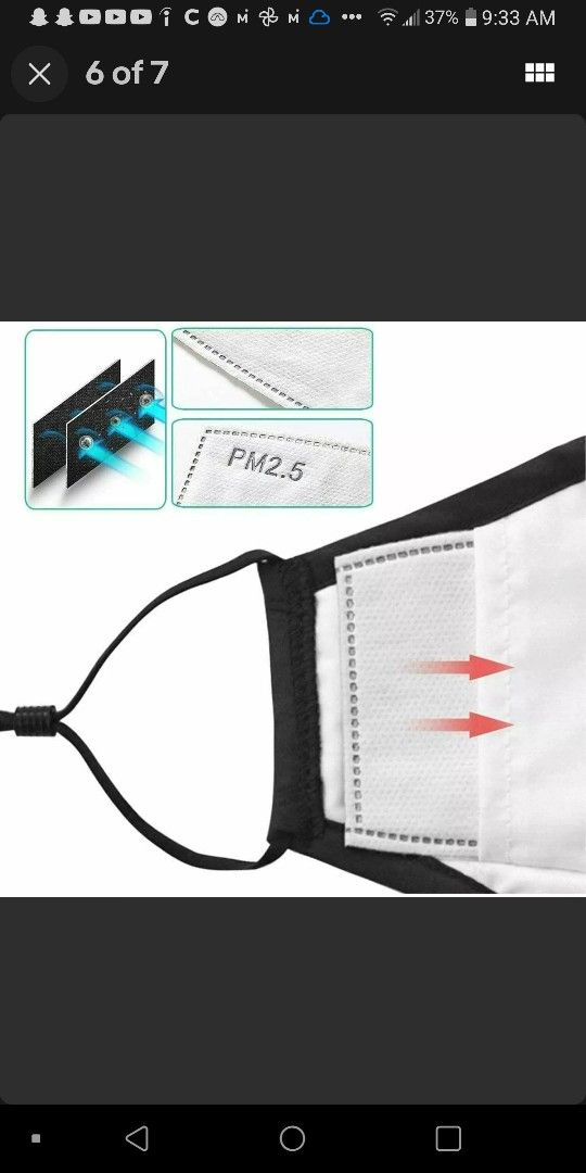 3 Pk Of Black Cloth 4ply Mask With Filter Pockets
