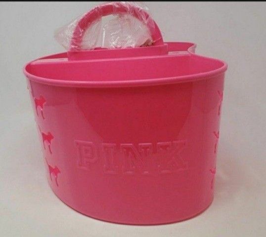 VICTORIA'S SECRET PINK SHOWER BATH CADDY ORGANIZER DOG LOGO PLASTIC STORAGE BIN NWT