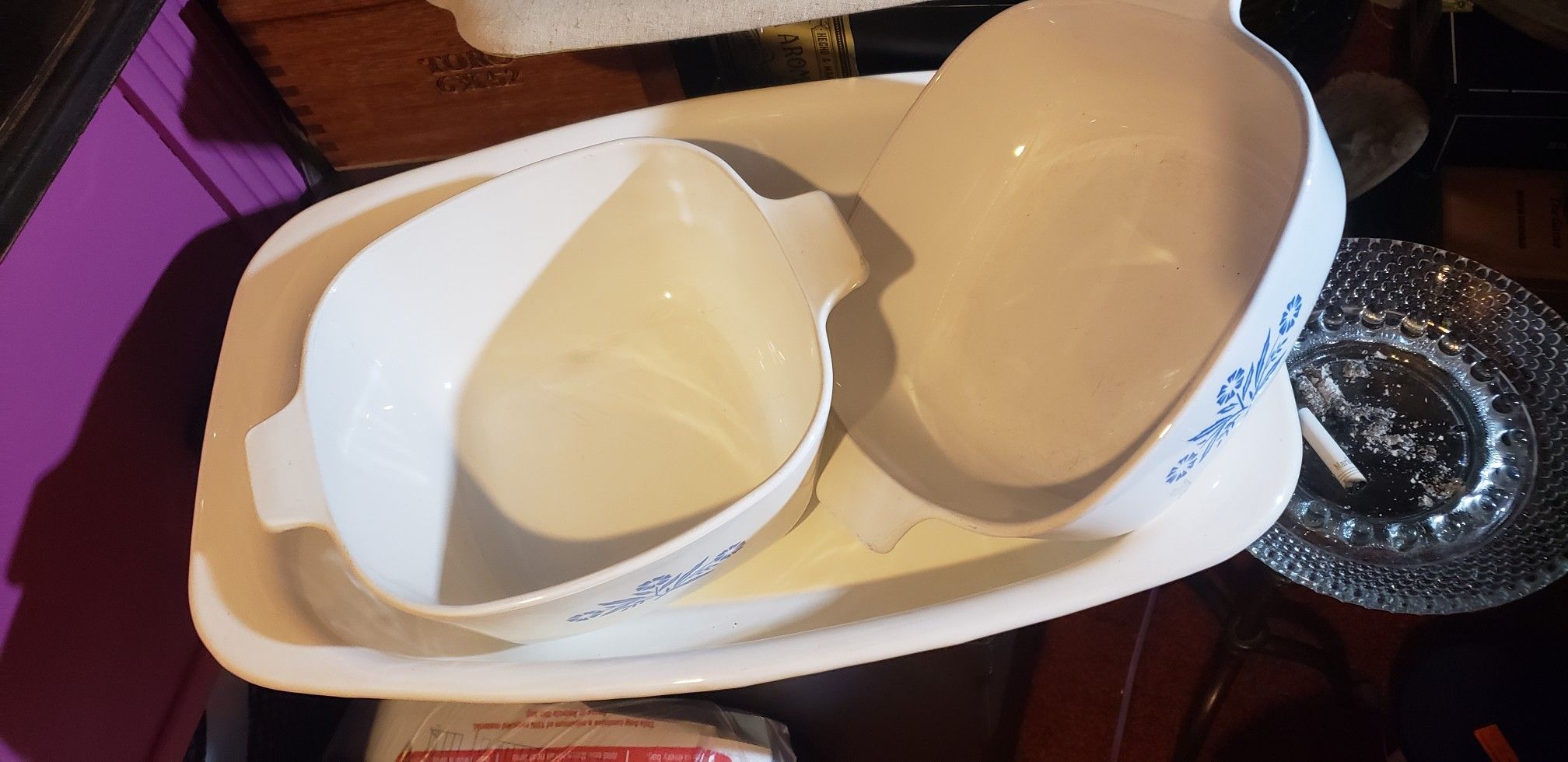 3 piece Corningware set blue cornflowers