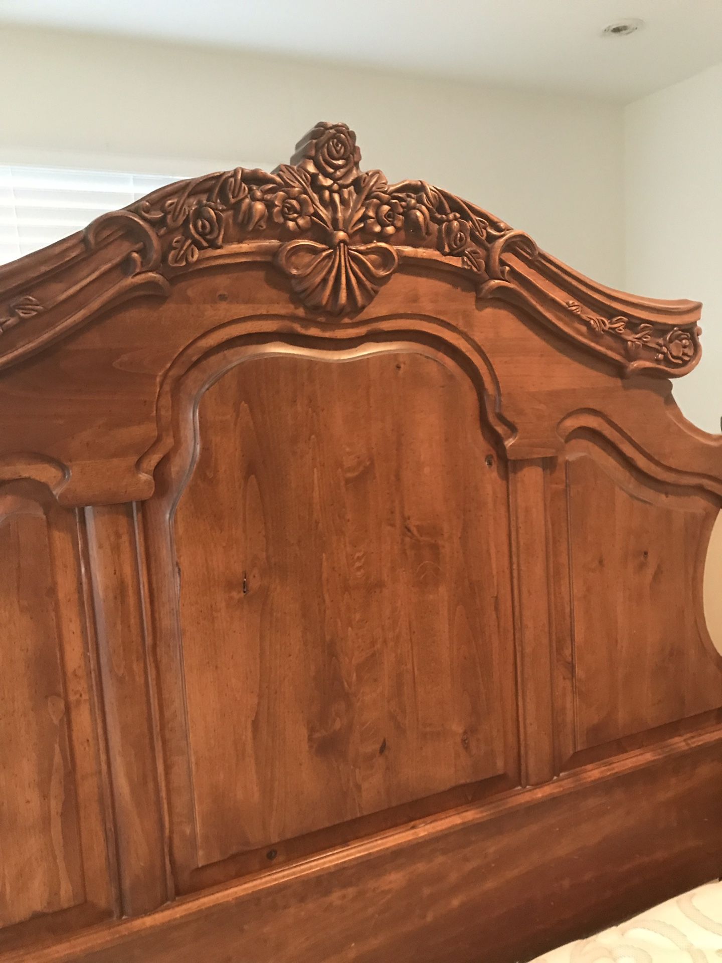 Oak wood interiors alder rose Queen Bed & nightstand for Sale in