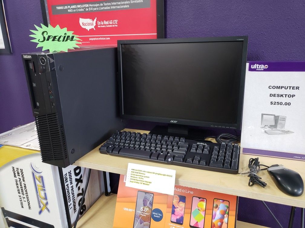 Lenovo Thinkcentre M Series Desktop "22 Monitor With Radeon 7480D Graphics