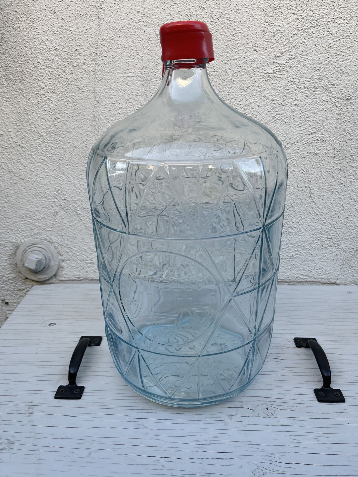 1. Vintage Beautiful Glass Water Jug Bottle Carboy - 5 Gallon - Crisa - Made In Mexico - Decor Pot Craft Home Brew Wine Beer