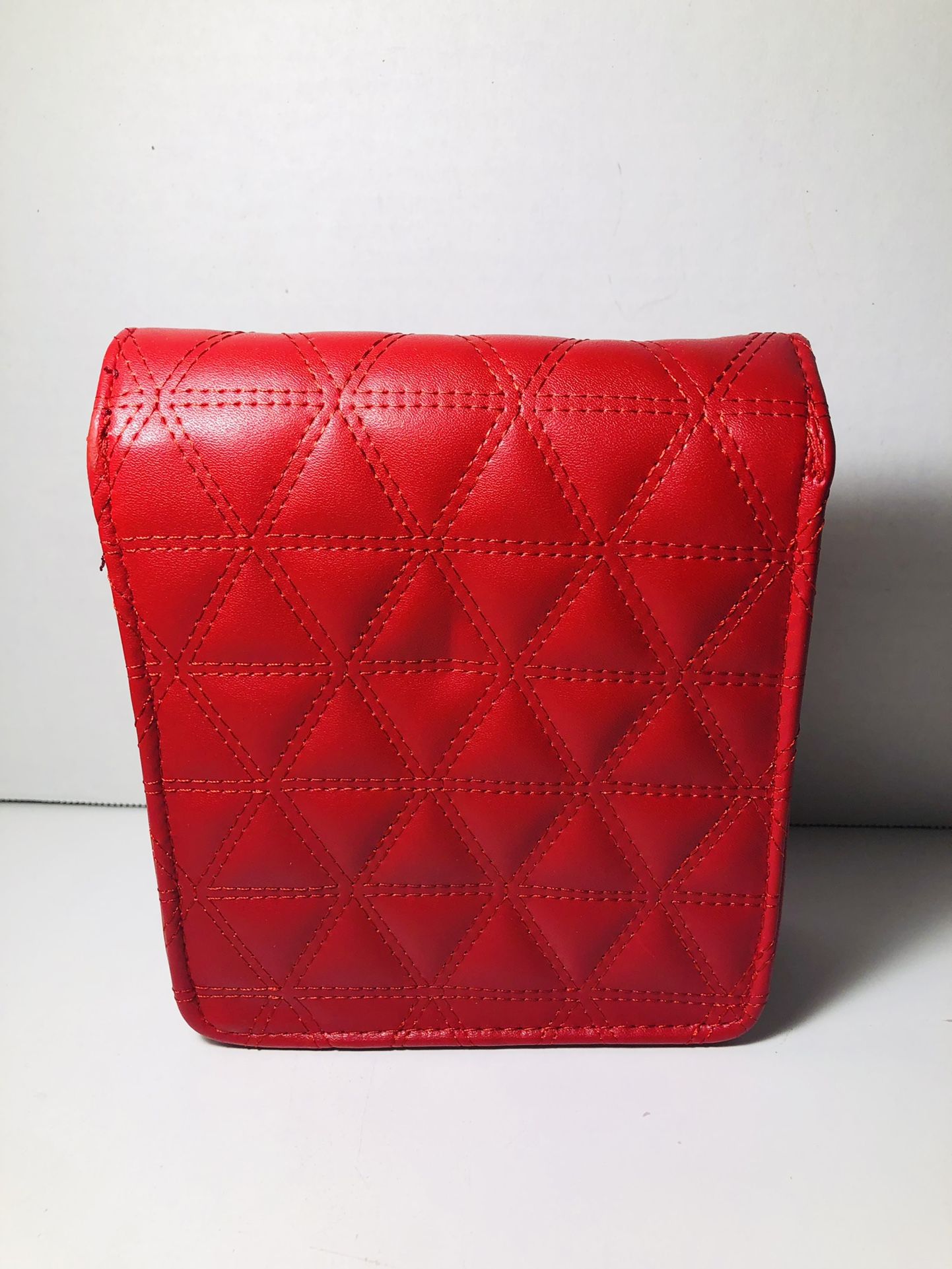 Red Evening Bag, Long Gold Chain Strap NWOT