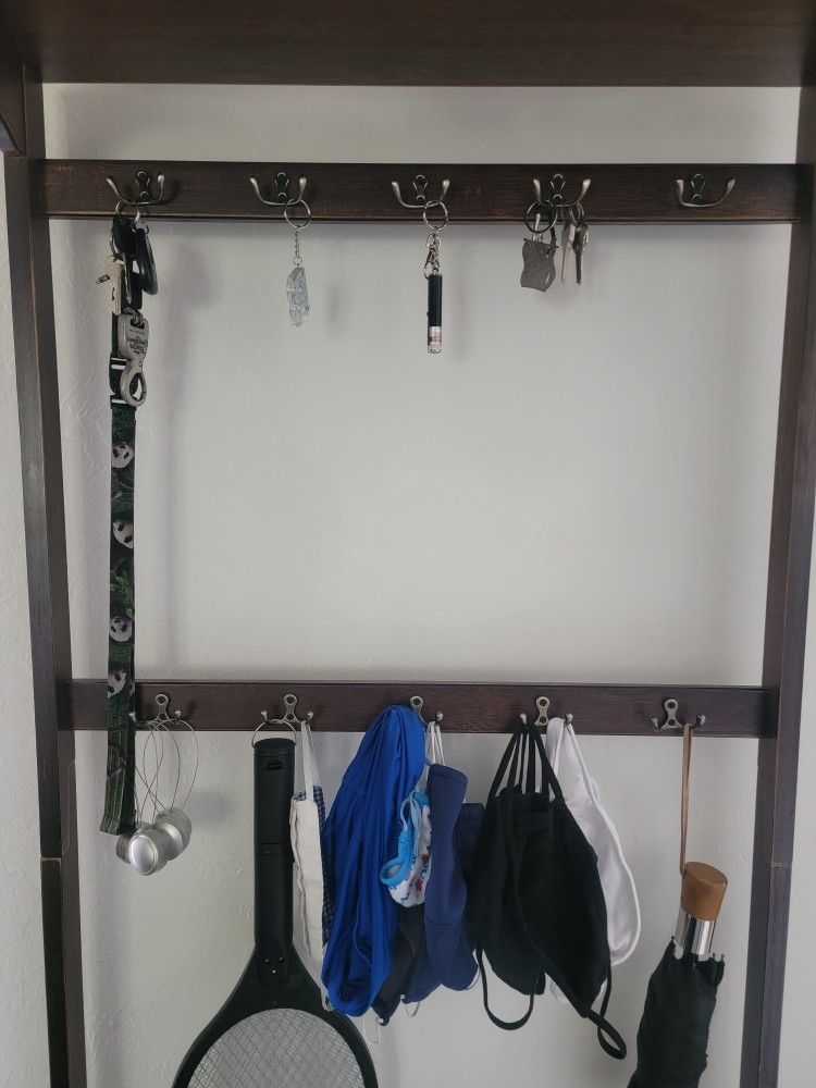Entryway Coatrack/Key Rack With attached Shoe Stand And Storage