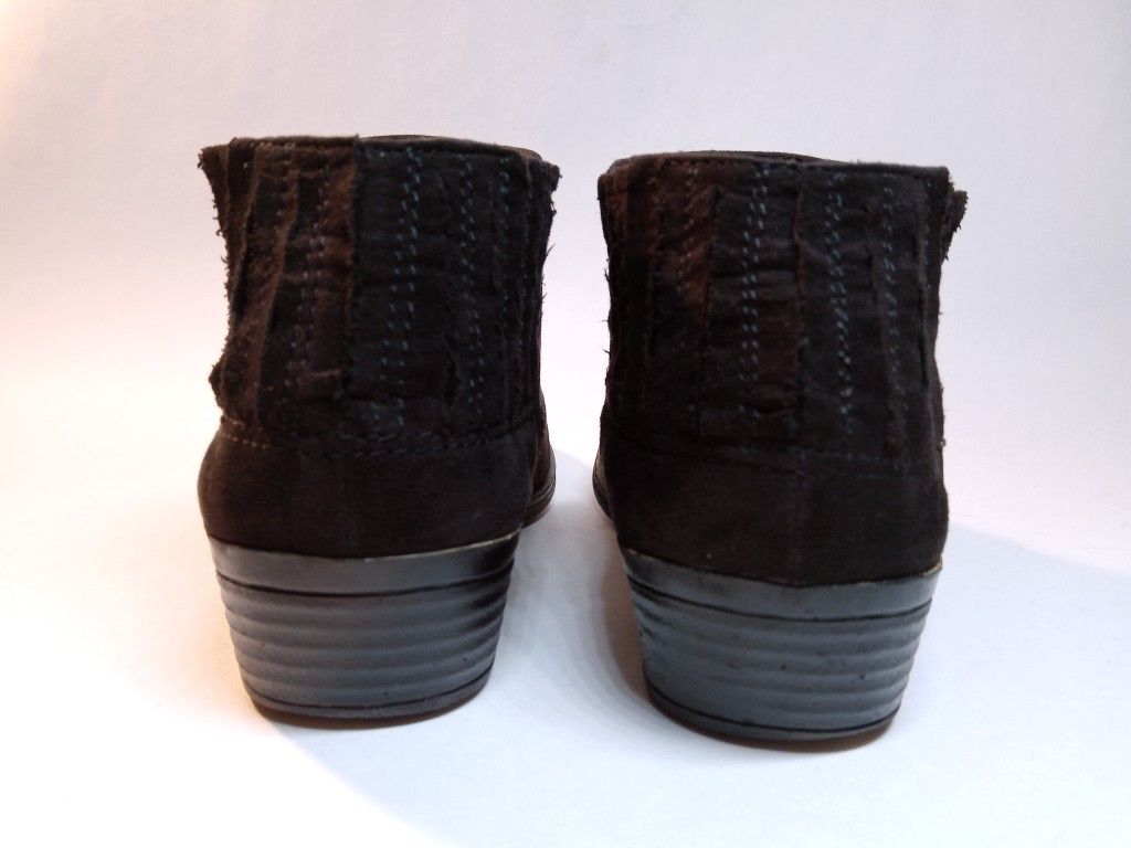 SUGAR Black Low Block Heel Ankle Boots Booties Microfiber Faux Suede Womens 6M