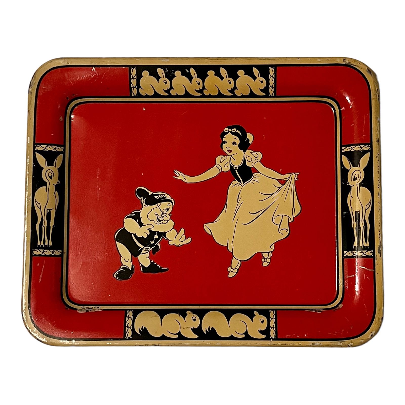 Walt Disney Snow White And Doc Tin Litho Tray c1938