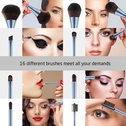 *New in Box* 10Pcs Makeup Brush Set w/ 2 Beauty Blenders - Blue Thumbnail