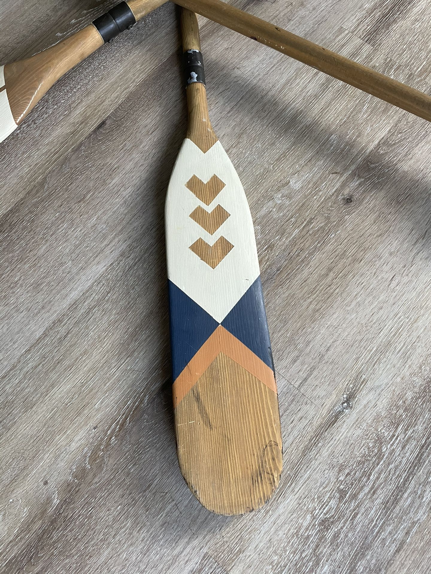 Painted Canoe Paddle SET of 3 ~Jade Feathers~ Hand painted wood canoe paddle, oar, nautical, decor, rustic, lake, decor, wall hanging