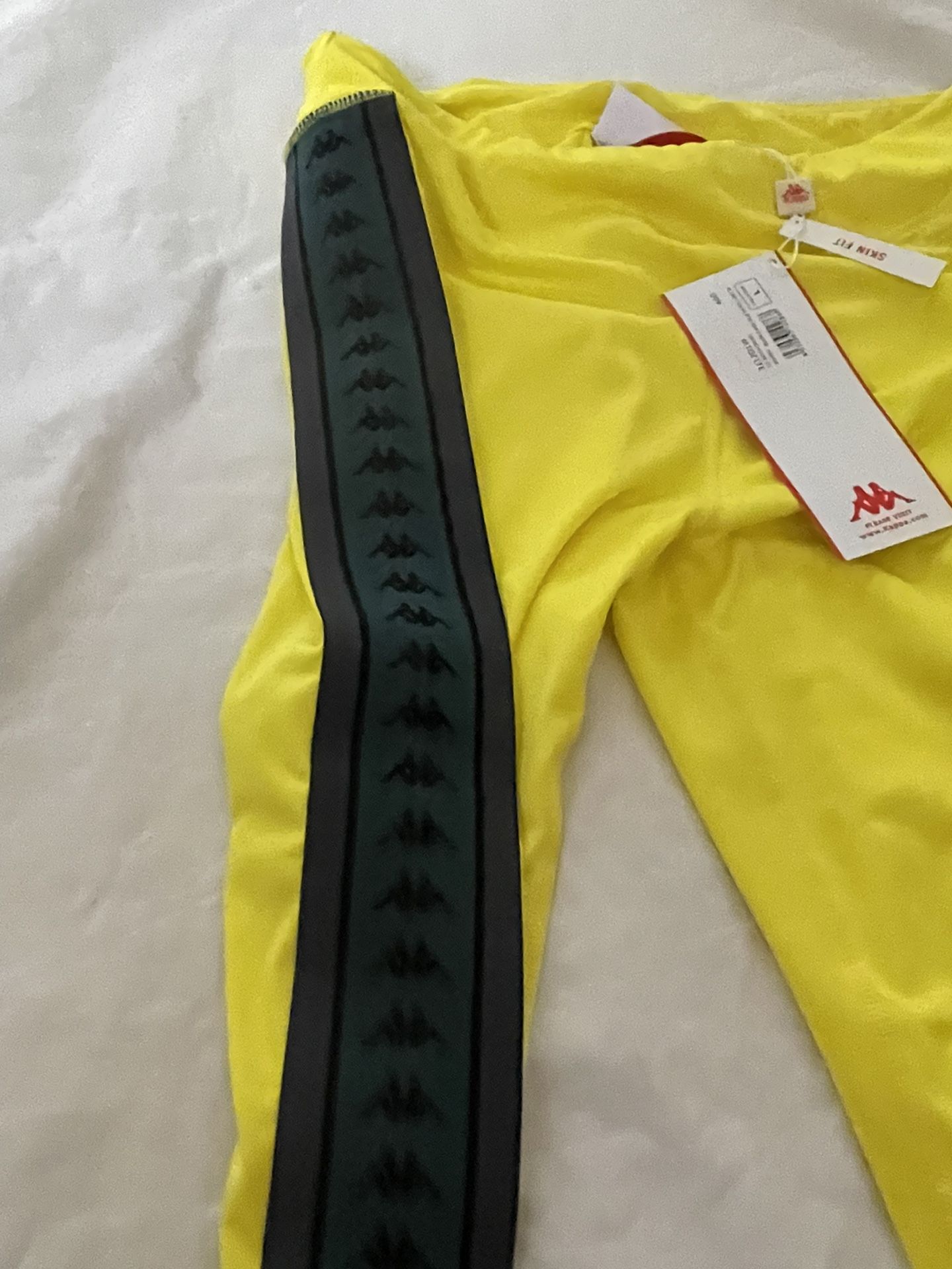 Women's Yellow Kappa 222 Banda Skin Leggings Size L