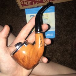 Clickit Unique 2-in-1 Tobacco Herb Wood Print Smoking Pipe w/ Built In Lighter  Thumbnail