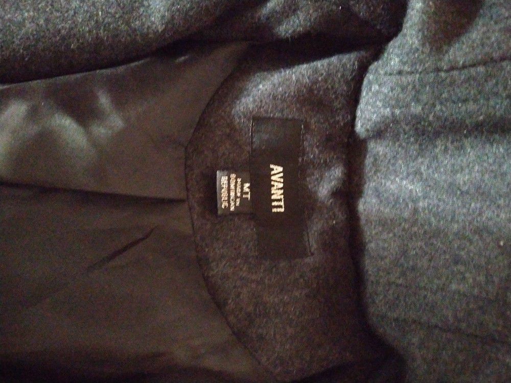 New Without Tags Avanti Women's Wool Coat Parka Jacket Medium Tall Charcoal Gray Zipper 