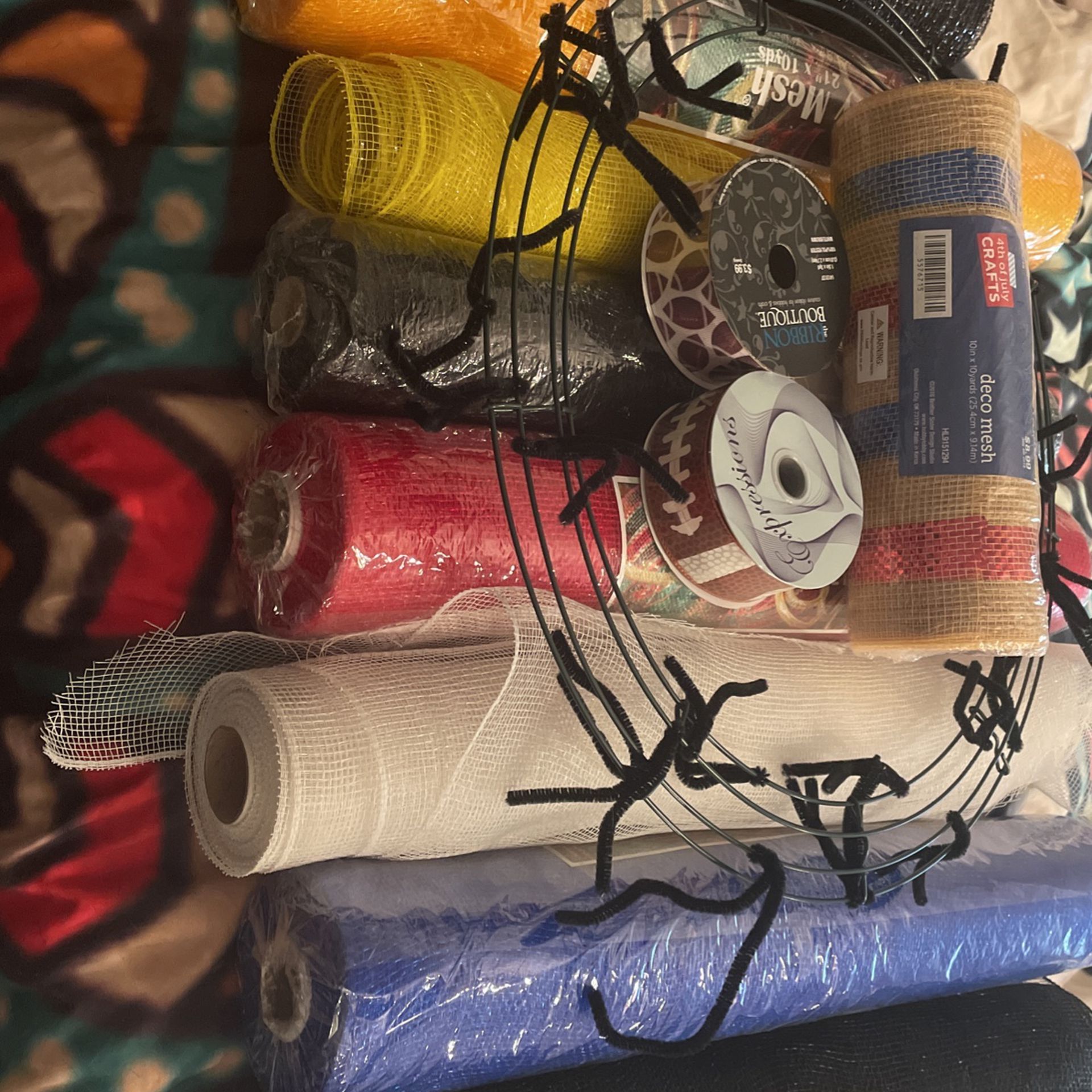 Huge Lot Of Deco Mesh Wreath Making Craft Materials