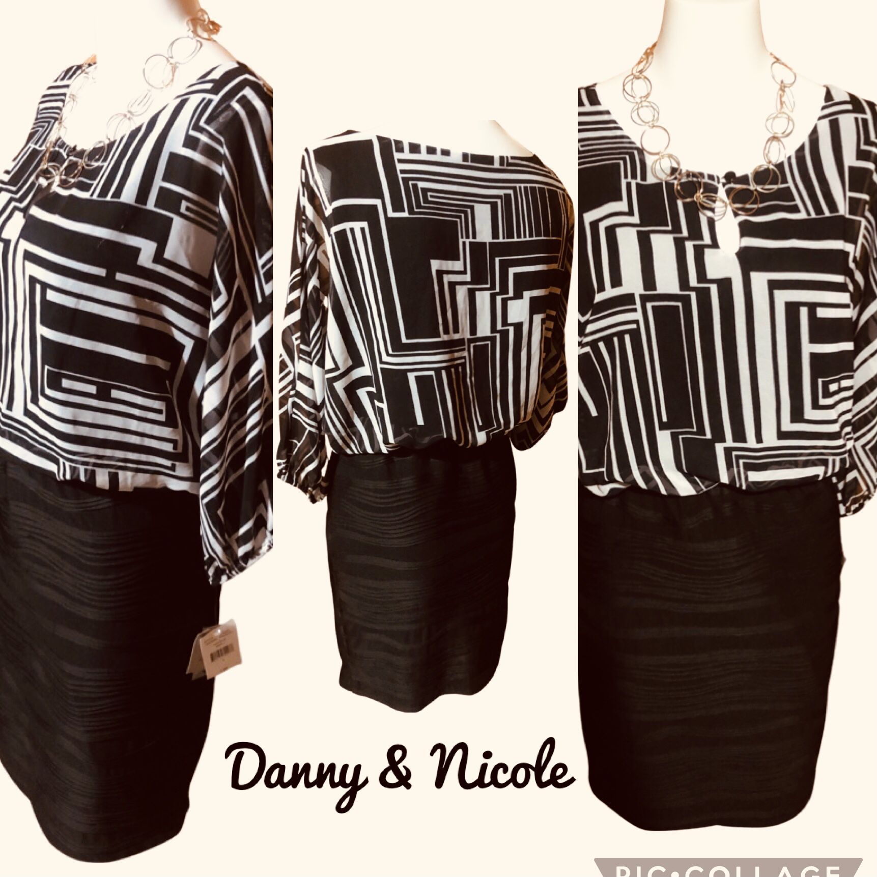 NWT Danny & Nicole Geo One Piece Bodycon Dress Size 4  Retail $60
