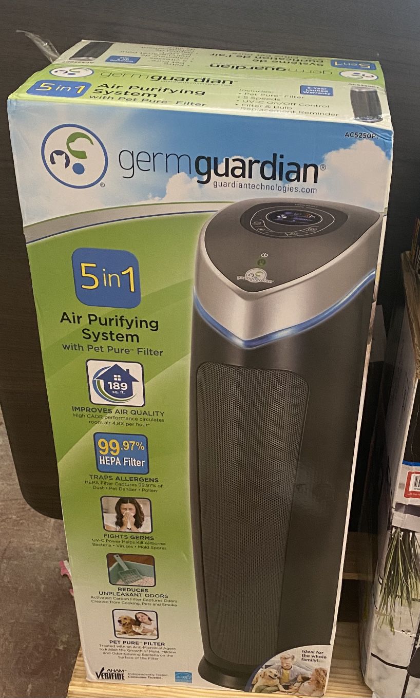  GermGuardian 5-in-1 Air Purifier with True HEPA filter, UV Sanitizer
