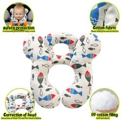 Baby Travel Pillow, Toddler Comfortable Sleeping Headrest, Infant Head and Neck Support Cushion for Car Seat and Stroller (White Fish)   Product Descr Thumbnail