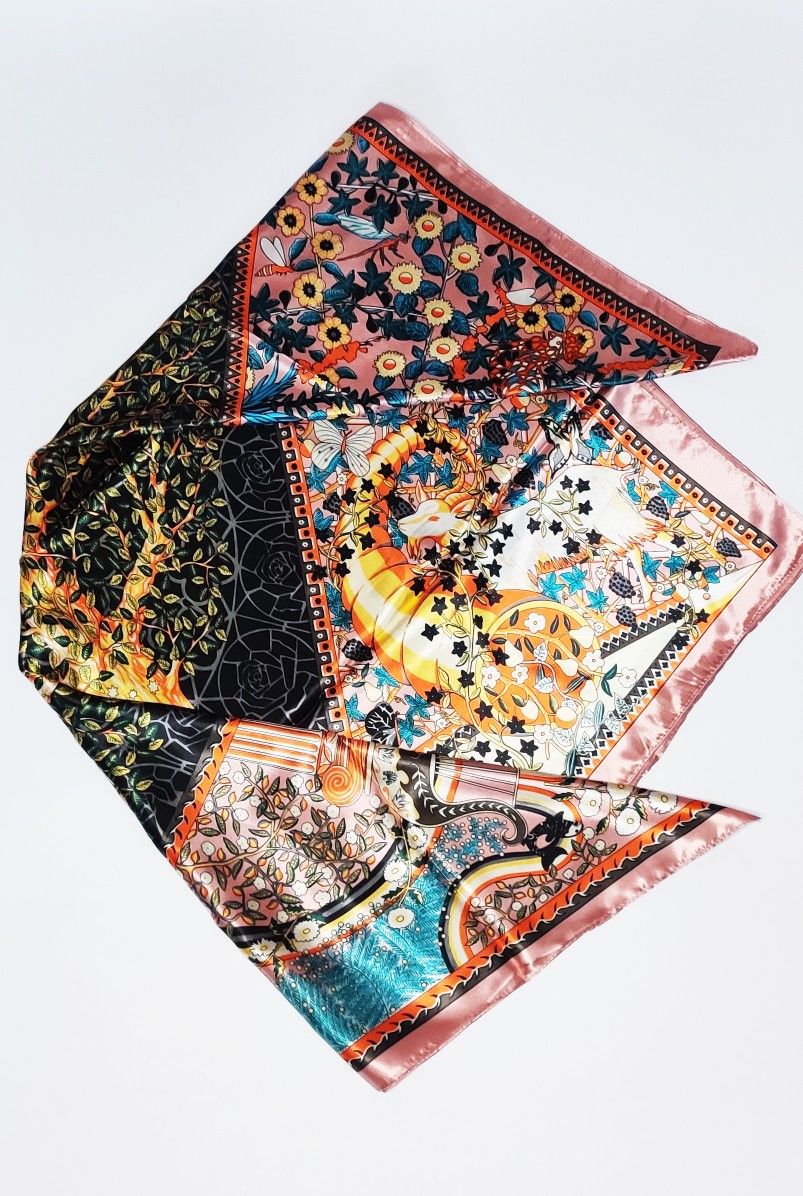 Rose Gold Silk Head Scarf/Tablecloth/Accessory