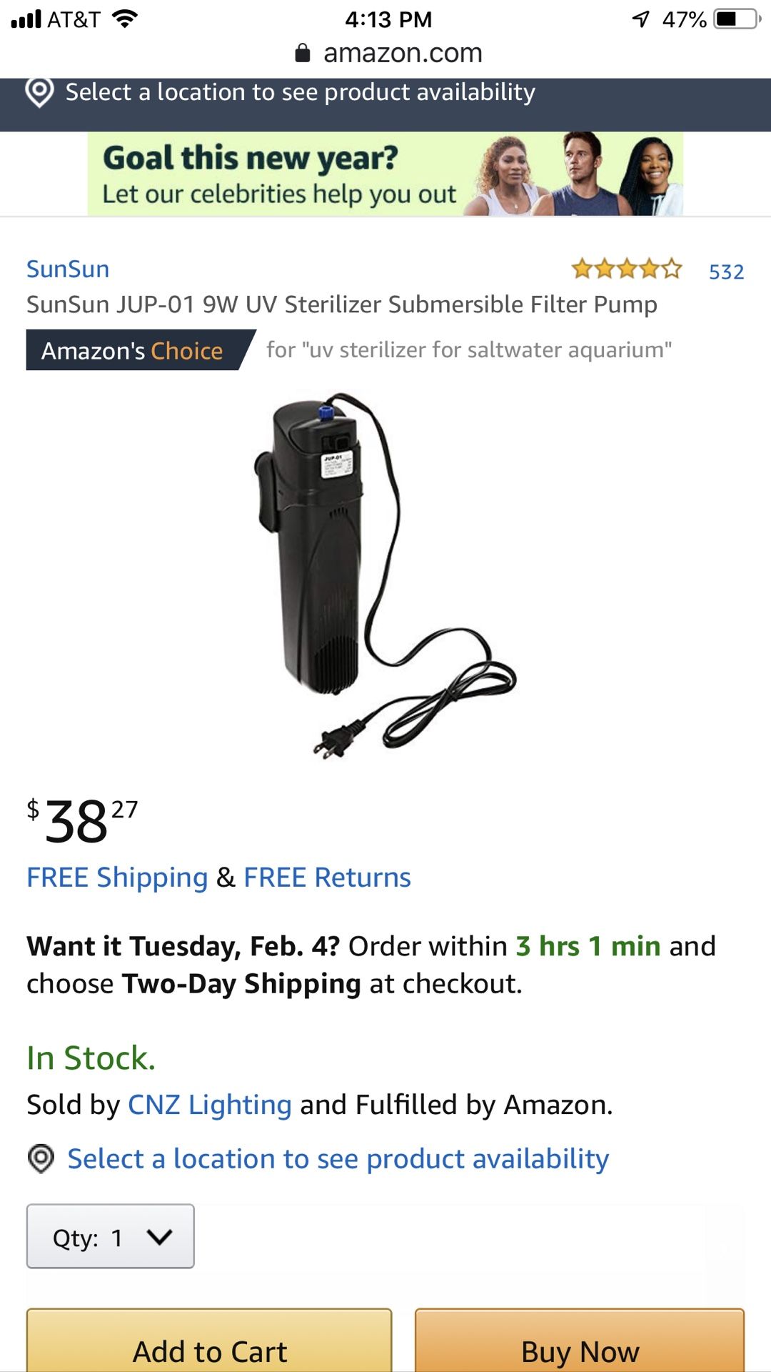 SunSun JUP-01 9W UV Sterilizer Submersible Filter Pump aquarium pump