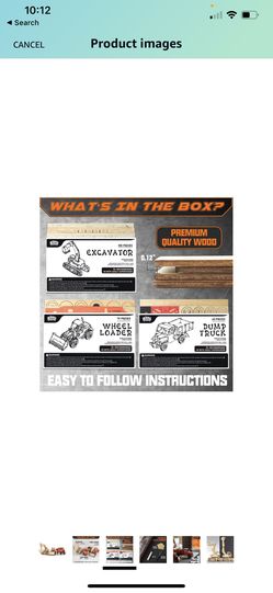Pack of 3 Construction Vehicle 3D Wooden Puzzles - Excavator Dump Truck Wheel Loader, Mechanical Building Models, Craft Kits for Adults Men Teens Thumbnail