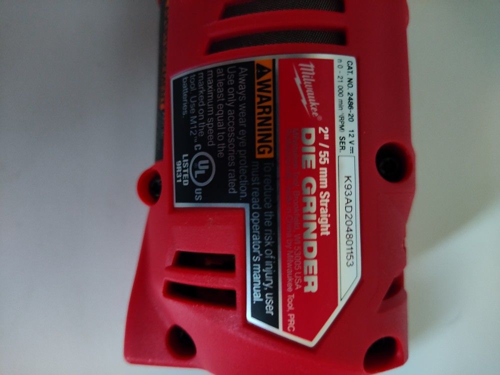 G-15 Milwaukee M12 Fuel 1/4" Straight Die Grinder (Tool Only)