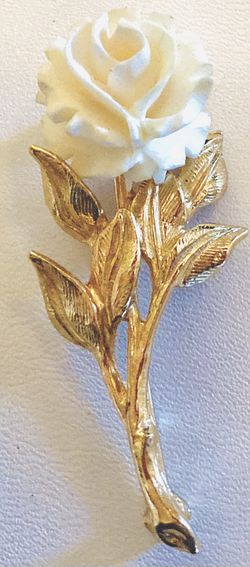 3 Brooches/Pins-Carved Roses-Sterling/Napier Sterling/Winard GF Thumbnail