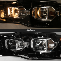 Projector Headlights Headlamps Assembly LED DRL+Turn Signal For 2010-2018 Ram 1500/2500/3500 (Gloss Black Projector version 2) Thumbnail