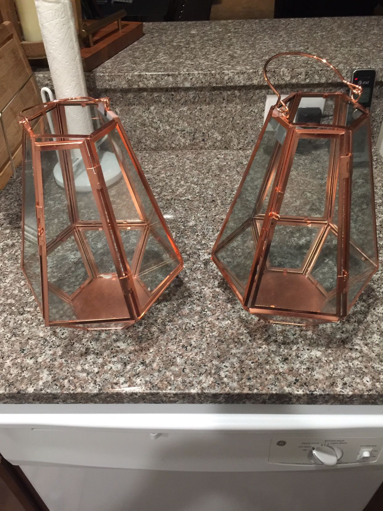 2 Copper And Glass Lanterns