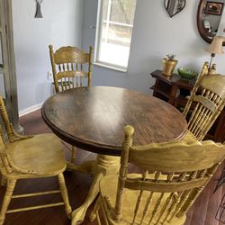 Vintage  Oak Table And Chairs Thumbnail