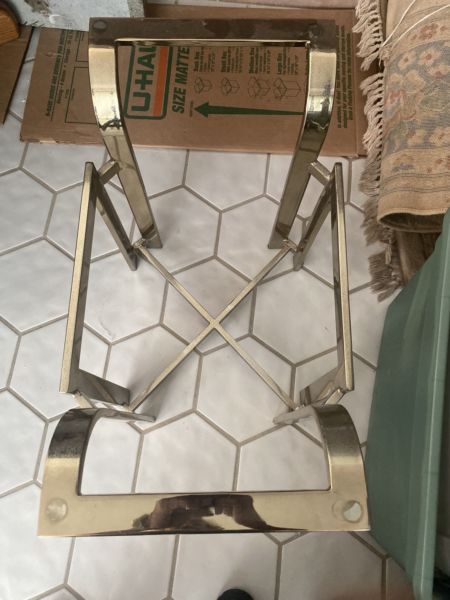 Brass Gold Trim Very Strong Table With A Thick Glass Asking $200. Obo