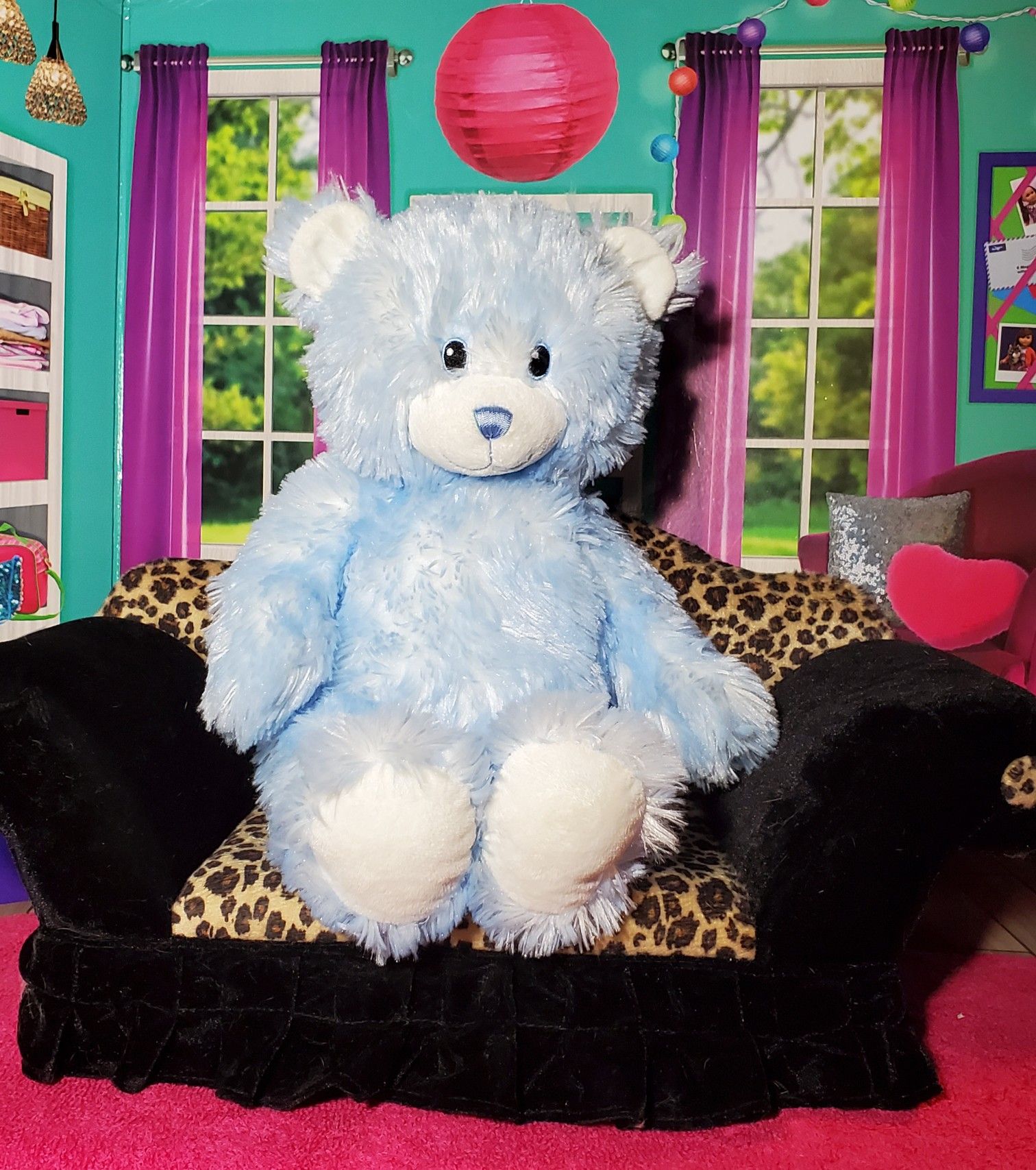 16" Build A Bear Pastel Baby Boy Blue Soft Shaggy Teddy Embroidered Eyes Easter