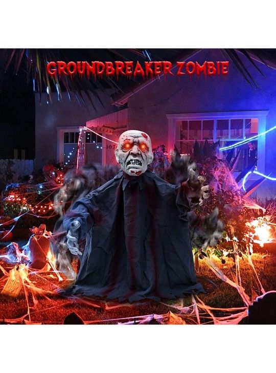 Halloween Decorations Halloween Outdoor Groundbreaker Zombie with Horror Sound and Glowing Eyes Halloween Bar Haunted House Party Props (Groundbreaker