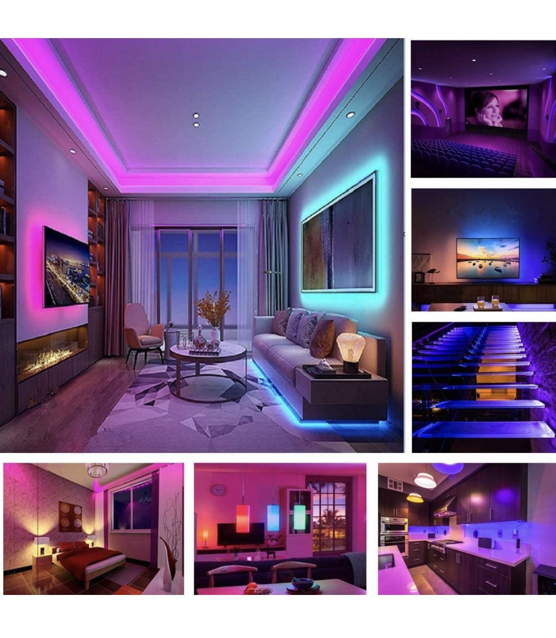 16.4ft Led Light Strip,Led Color Changing Lights with Remote,Mood Lighting for Bedroom, Gaming Desk,Gaming Chair,Room Decoration SMD 5050 Strip Lights
