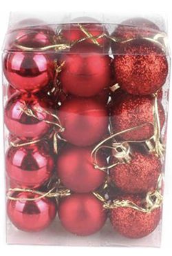 Set of 24 Mini Shatterproof Christmas Balls Tree Ornaments Party Decoration Thumbnail