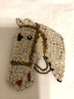 Jewelry- Sequin & Felt Horse Pin 1940’s Thumbnail