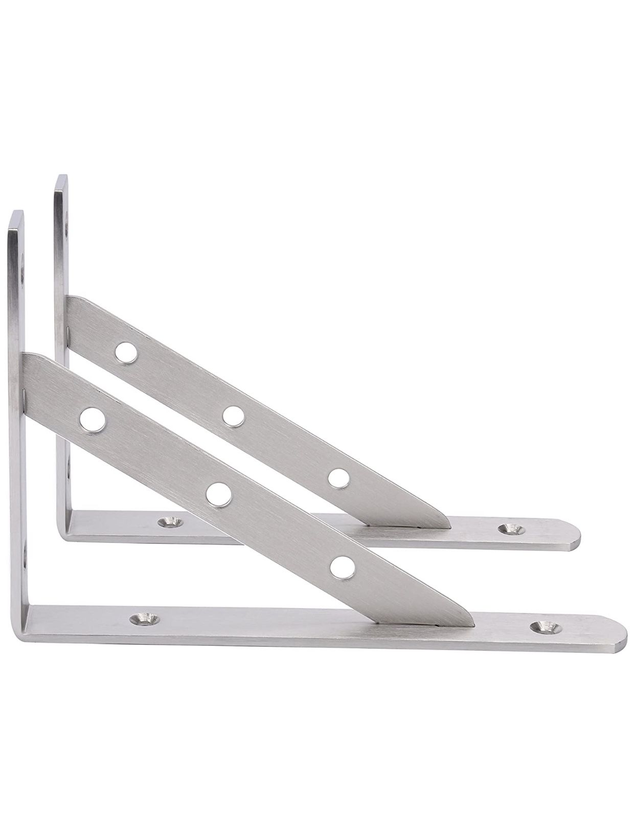 Amarine Made Pair Stainless Steel Solid Shelf Brackets,8",10",12", Shelf Support Corner Brace Joint Right Angle Bracket (8"X5-1/2")