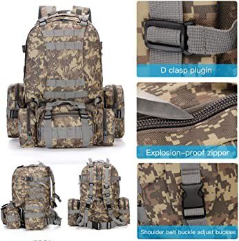 55L Military Tactical Backpack For Camping, Hiking, Trekking, Hunting, Bug Out Bag, Etc. 