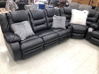 Reclining living room so available in black or brown sofa loveseat or sectional Thumbnail