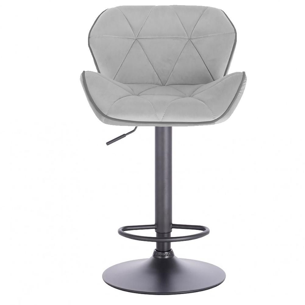 Modern Home Luxe Spyder Contemporary Adjustable Barstool/Bar Chair with 360° Rotation (Black Base, Light Gray/Dark Gray Piping)