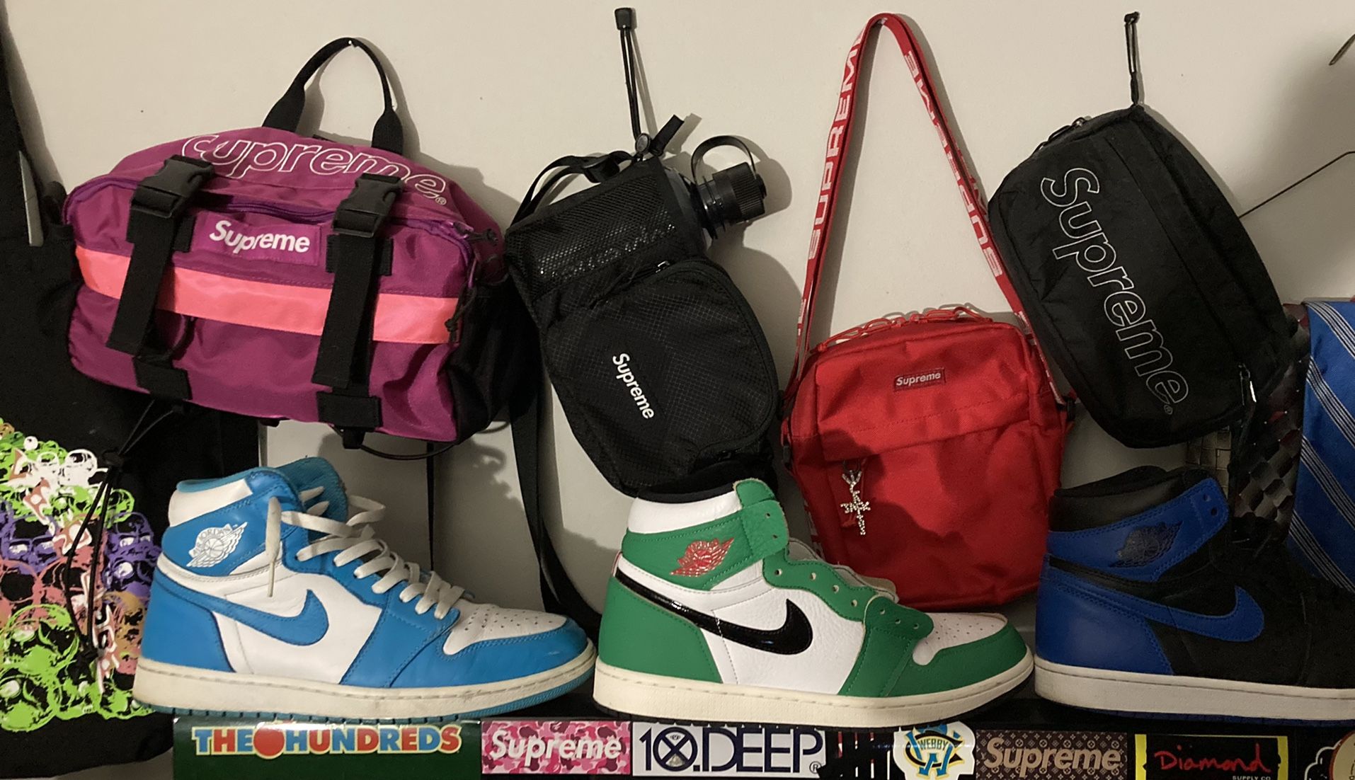 Supreme Waist Shoulder Bags Black Red