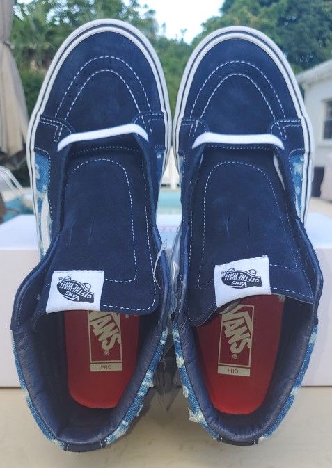 NEW + RECEIPT | Supreme x Vans Sk8-Hi "Hole Punch Denim Blue" Size 10.5