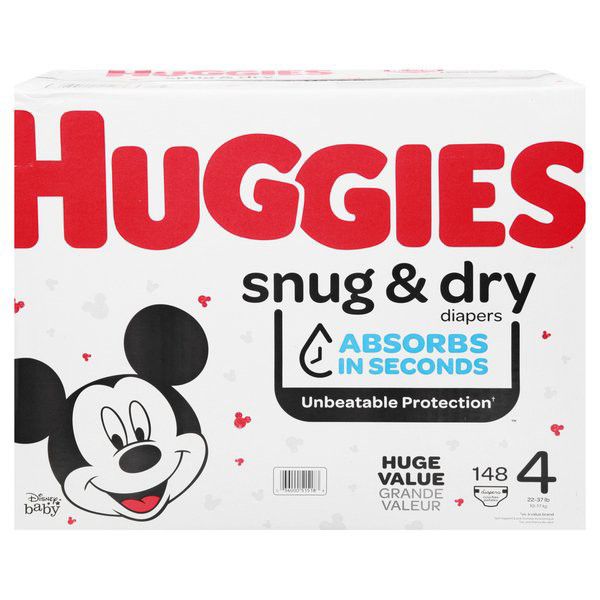 Huggies Diapers Snug And Dry Size 4 148 Count