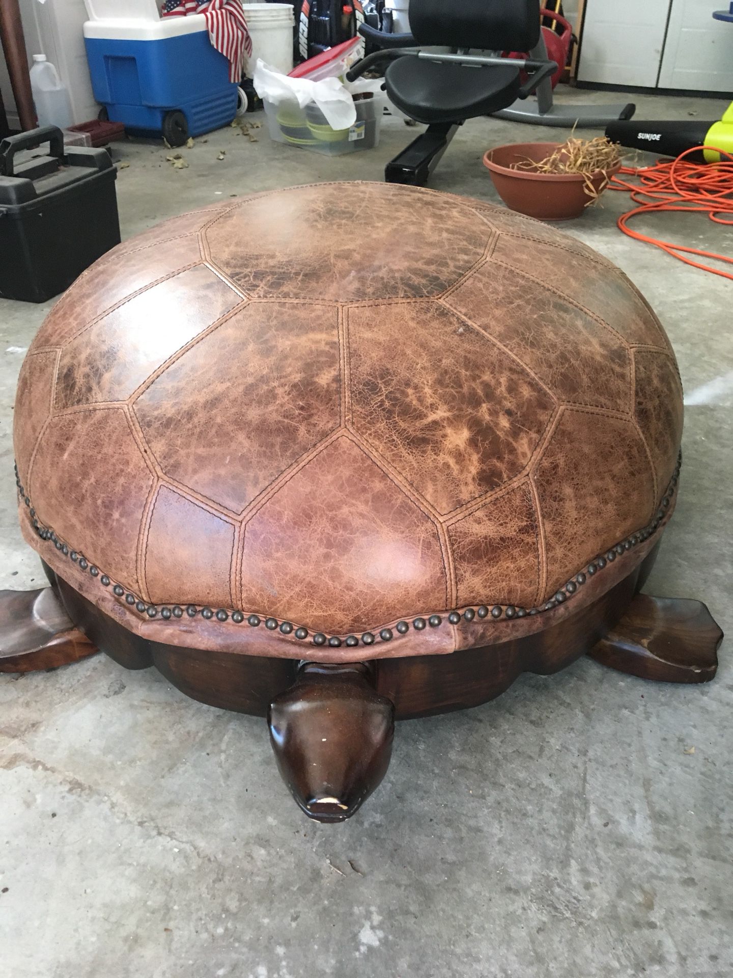Leather Turtle Ottoman For In, Leather Turtle Ottoman