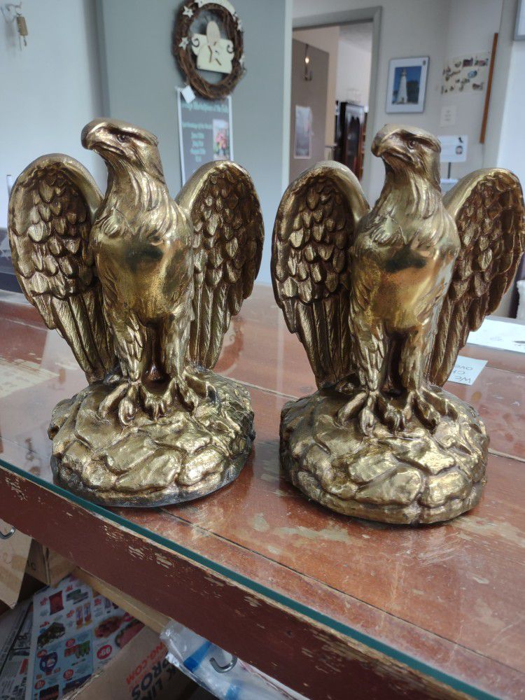 Leather lines Brass Eagle Bookends.Second Thyme Around In Olm Falls Vender Cb3.