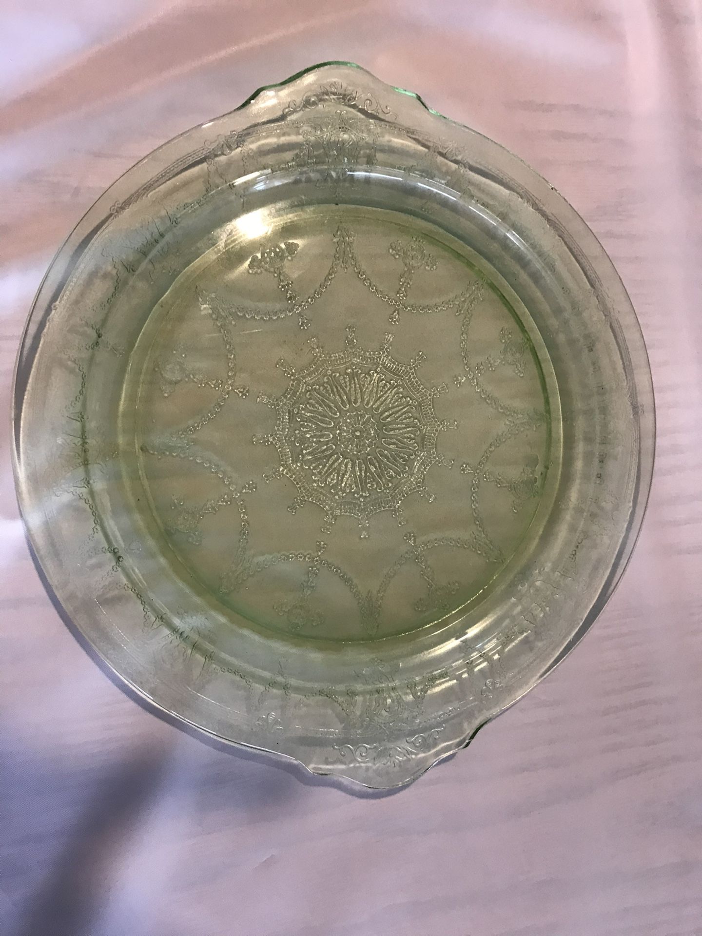 Green depression glass Plate