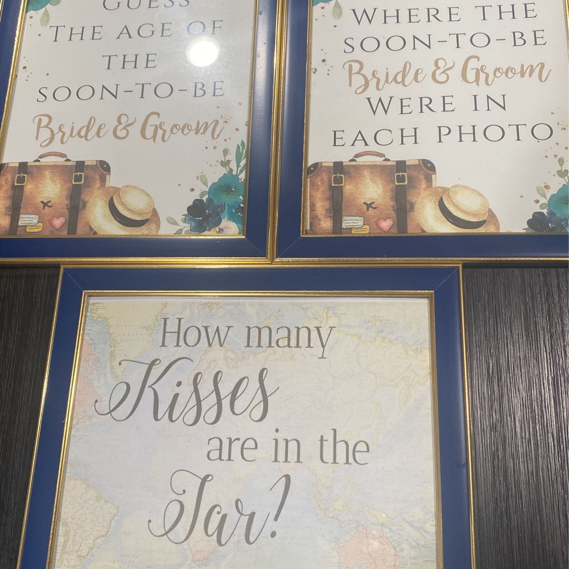 (10) Blue/Gold Signs- For Wedding / Bachelorette / Bridal Shower